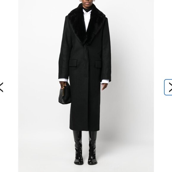 TOTEME detachable shearling-collar single-breasted coat - Picture 2 of 9